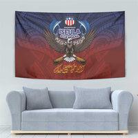 American Samoa Fautasi Tapestry Pago Pago Aeto and Iseula o le Moana of Fagatogo Red-Blue - Polynesian Pride