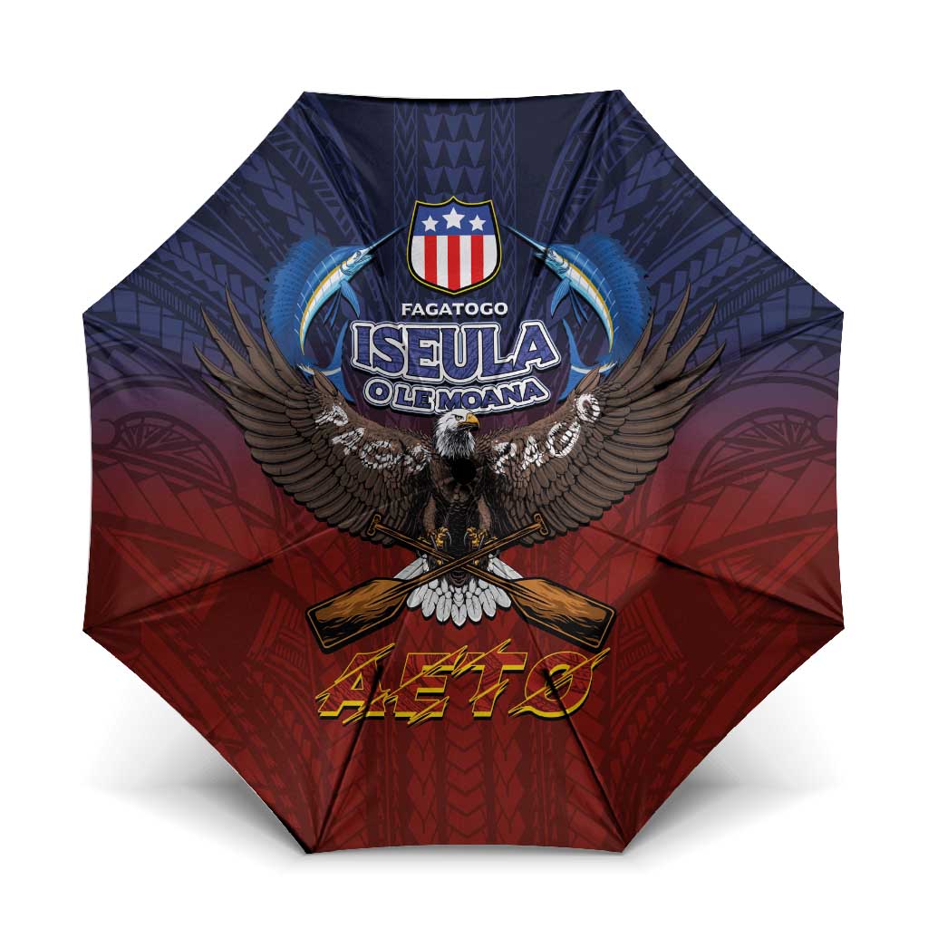American Samoa Fautasi Umbrella Pago Pago Aeto and Iseula o le Moana of Fagatogo Red-Blue - Polynesian Pride