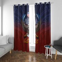American Samoa Fautasi Window Curtain Pago Pago Aeto and Iseula o le Moana of Fagatogo Red-Blue - Polynesian Pride