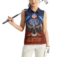 American Samoa Fautasi Women Sleeveless Polo Shirt Pago Pago Aeto and Iseula o le Moana of Fagatogo Red-Blue - Polynesian Pride