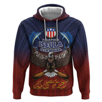American Samoa Fautasi Zip Hoodie Pago Pago Aeto and Iseula o le Moana of Fagatogo Red-Blue - Polynesian Pride