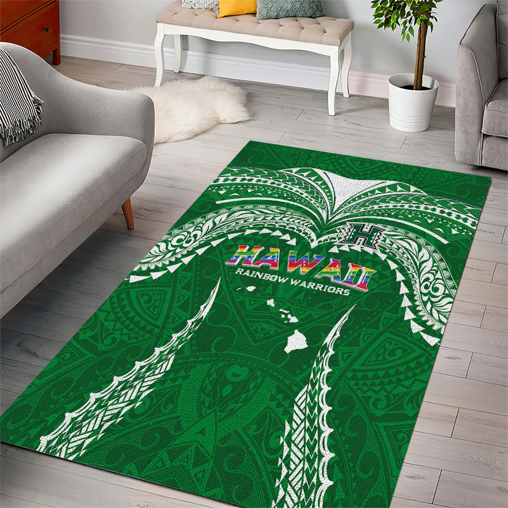Hawaii Rainbow Warriors Area Rug Polynesian Motif Green Color LT03 - Polynesian Pride
