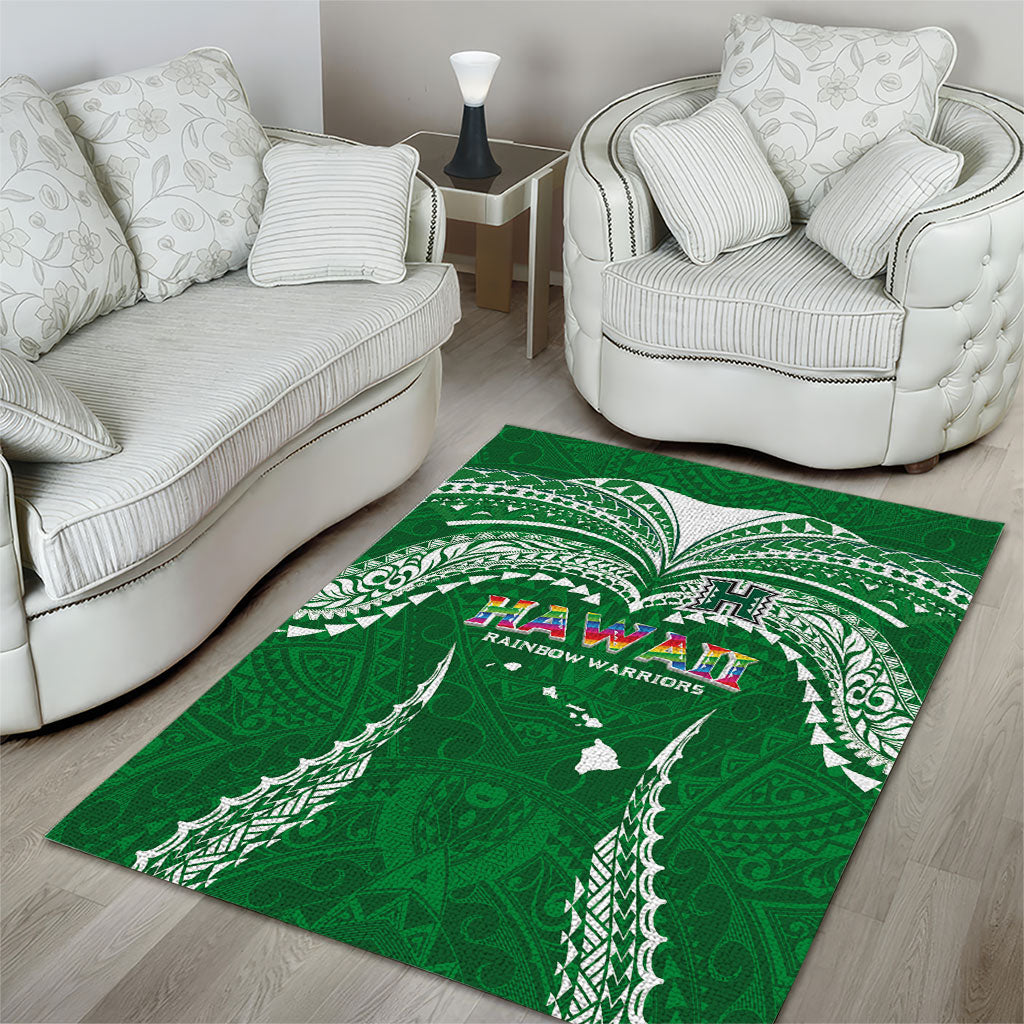 Hawaii Rainbow Warriors Area Rug Polynesian Motif Green Color LT03 - Polynesian Pride