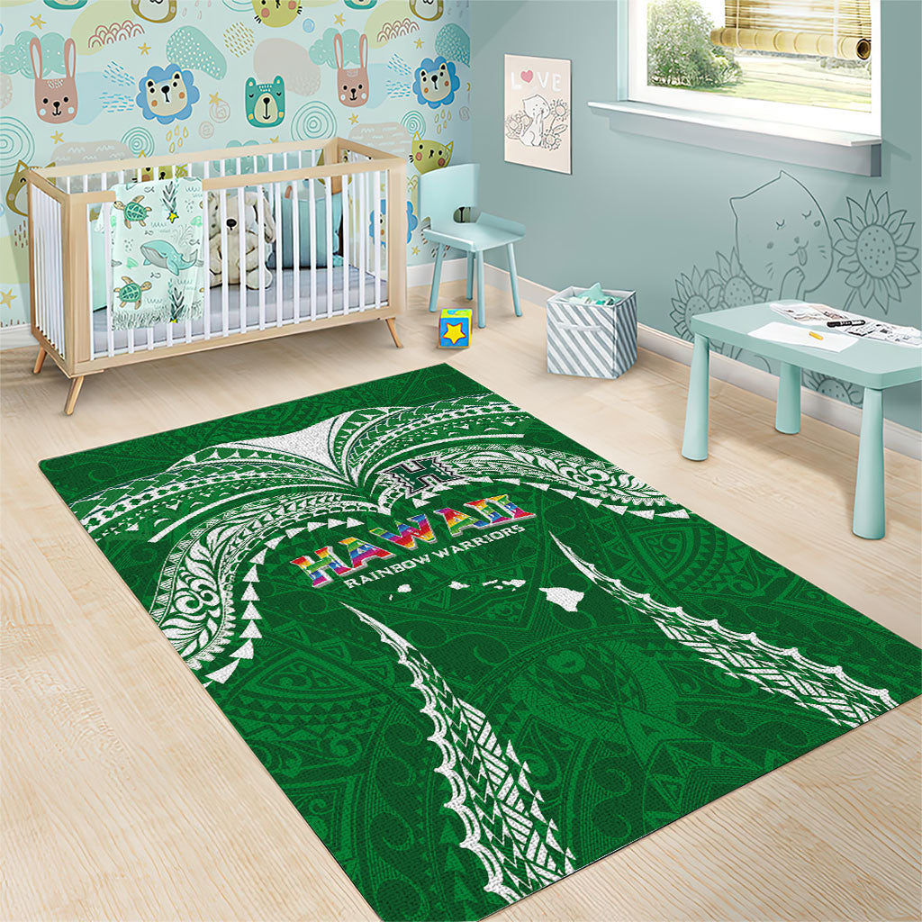 Hawaii Rainbow Warriors Area Rug Polynesian Motif Green Color LT03 - Polynesian Pride