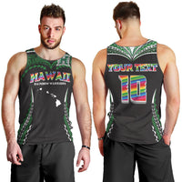Custom Hawaii Rainbow Warriors Men Tank Top Polynesian Motif Black Color LT03 - Polynesian Pride