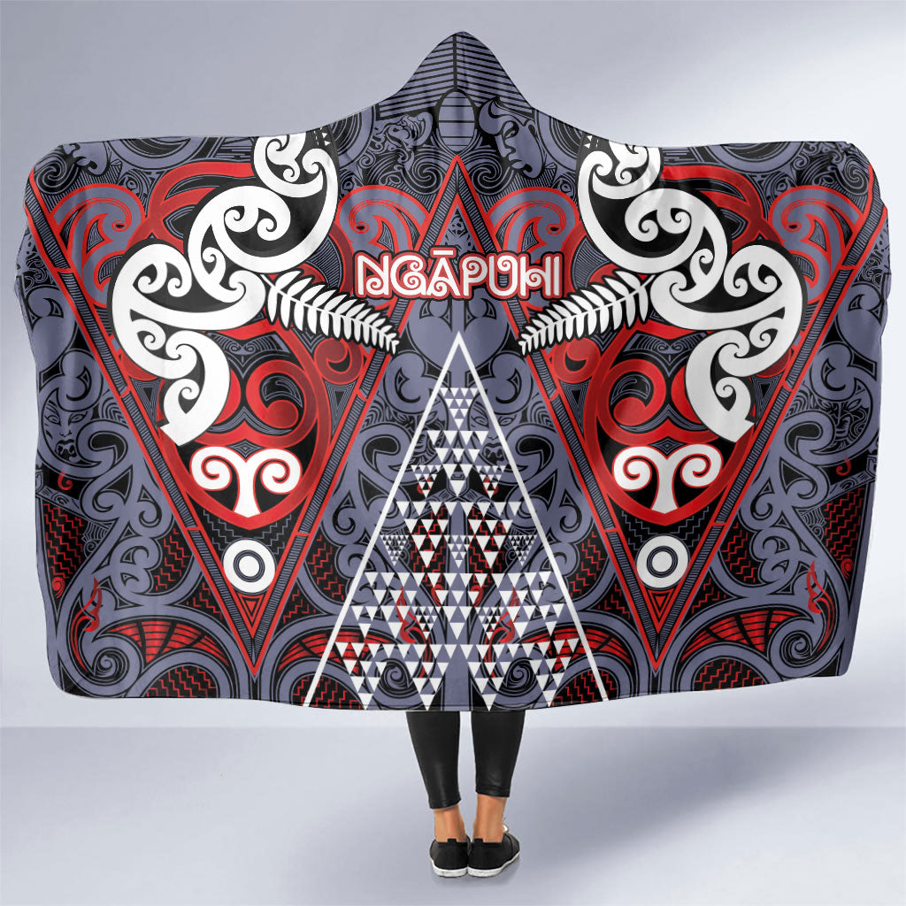 Aotearoa Iwi Ngapuhi Hooded Blanket Maori Motif Tribal LT03 One Size Multicolor - Polynesian Pride