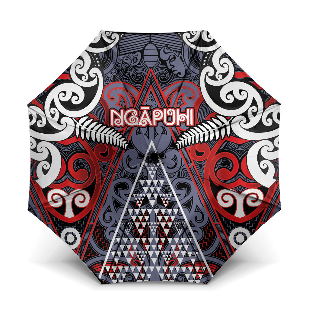 Aotearoa Iwi Ngapuhi Umbrella Maori Motif Tribal LT03 One Size Folded 11.42 inch Opened Diameter 37.4 inch Multicolor - Polynesian Pride