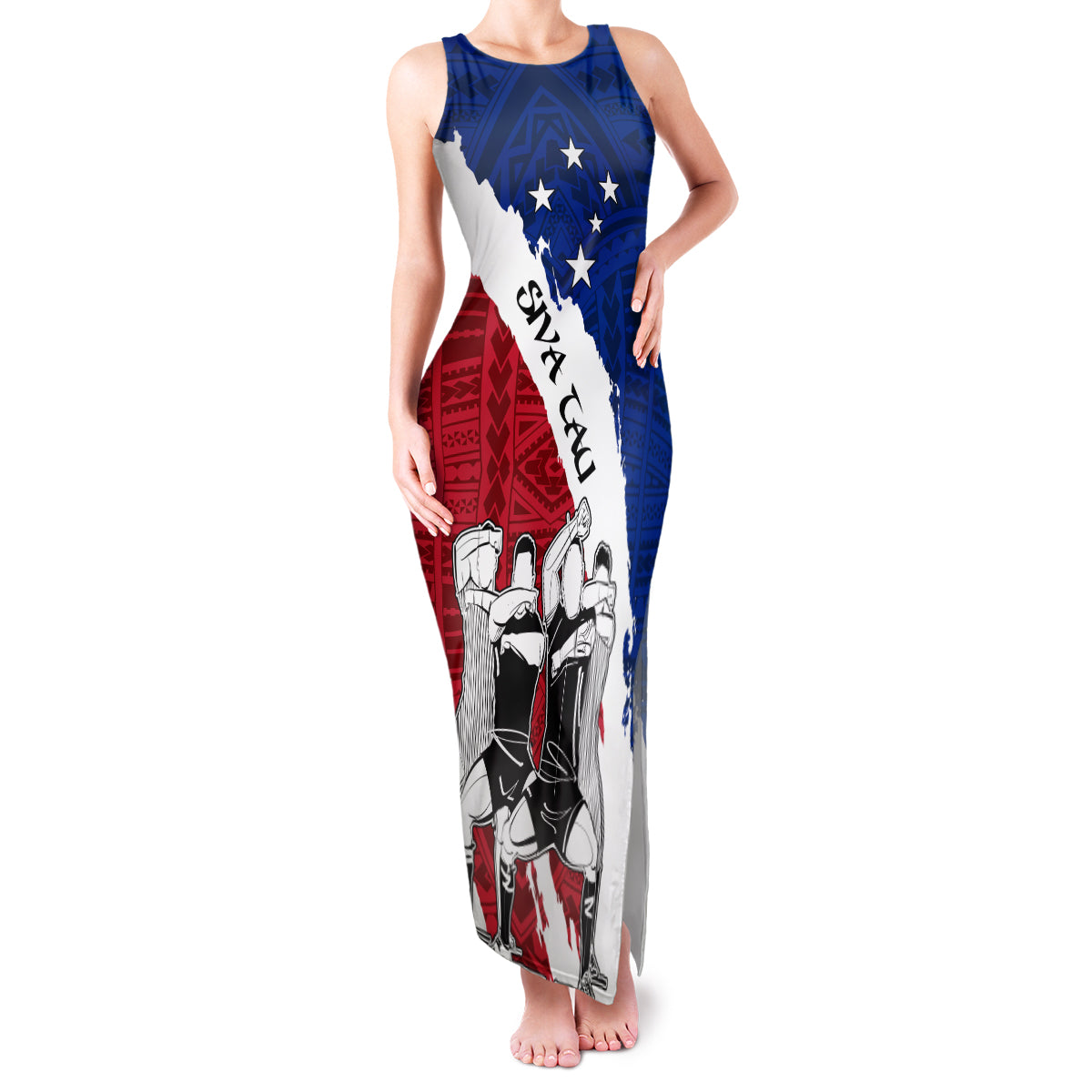 samoa-rugby-family-matching-tank-maxi-dress-and-hawaiian-shirt-siva-tau-dance-polynesian-tattoo-brush-style