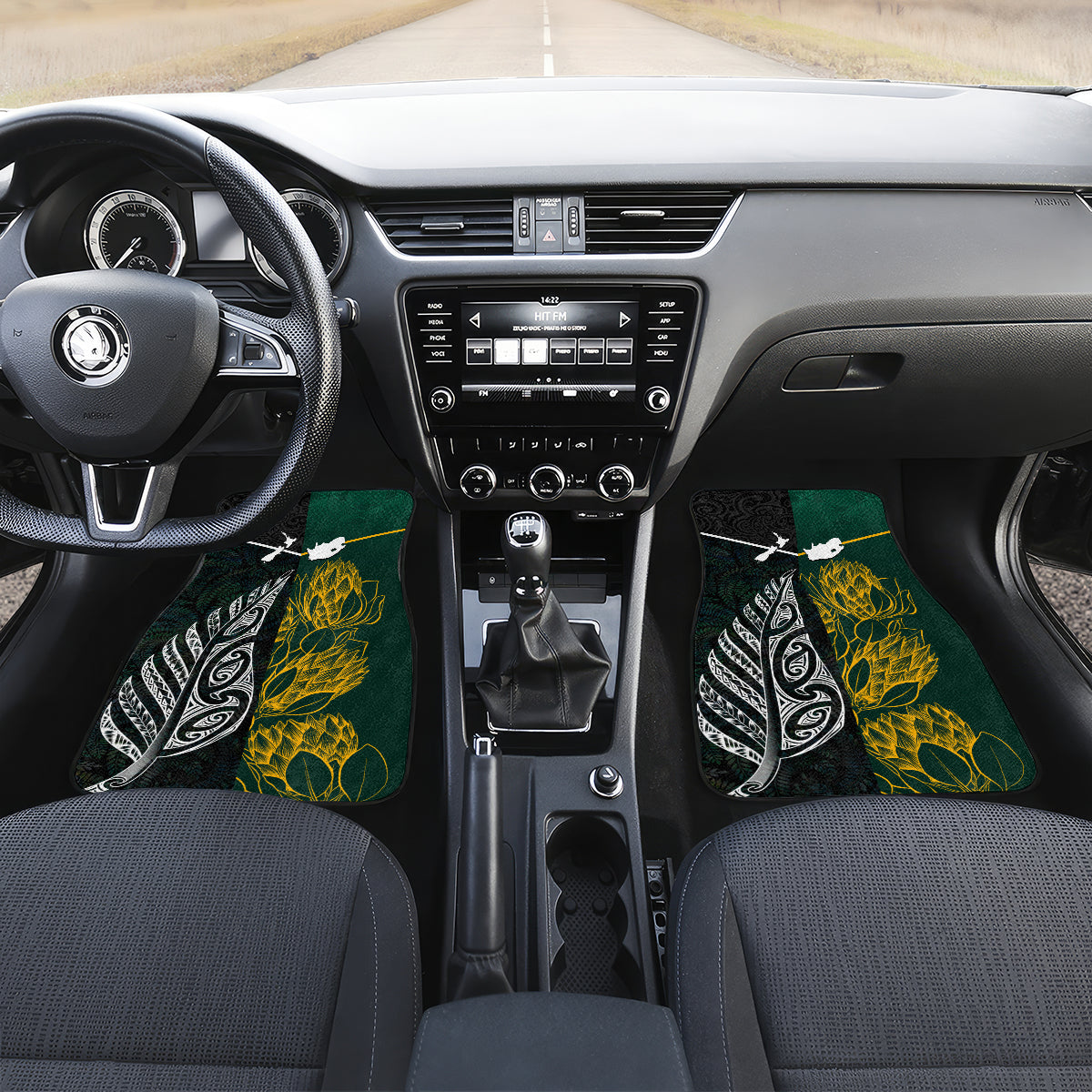 South Africa and New Zealand Car Mats King Protea and Silver Fern Mix Culture Pattern LT03 - Polynesian Pride
