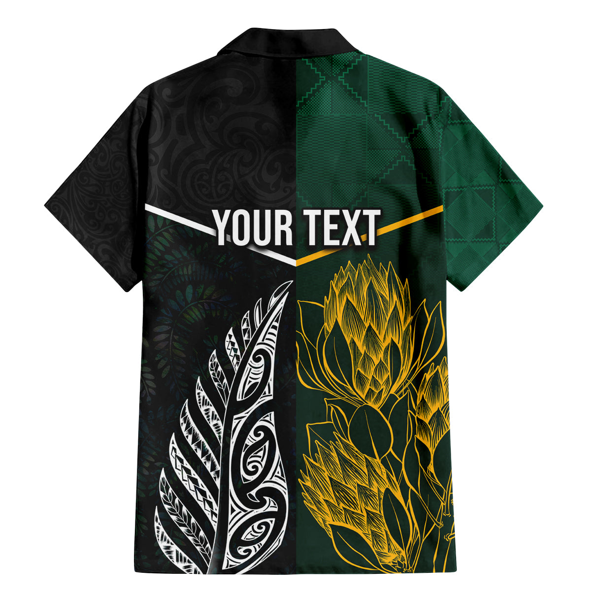 Personalised South Africa and New Zealand Family Matching Mermaid Dress and Hawaiian Shirt King Protea and Silver Fern Mix Culture Pattern LT03 - Polynesian Pride