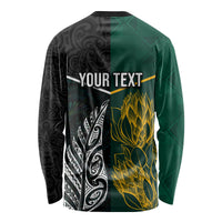 Personalised South Africa and New Zealand Long Sleeve Shirt King Protea and Silver Fern Mix Culture Pattern LT03 - Polynesian Pride