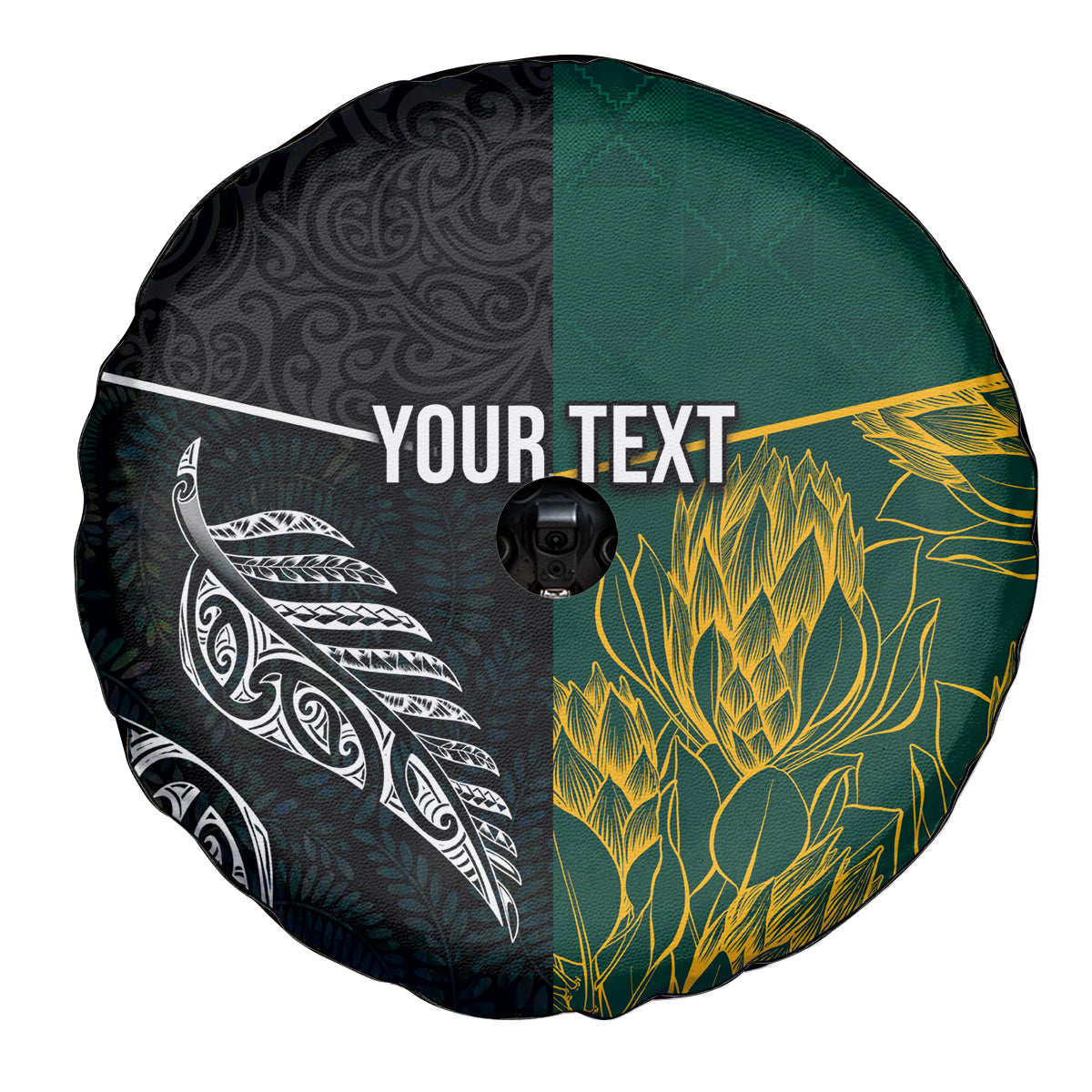Personalised South Africa and New Zealand Spare Tire Cover King Protea and Silver Fern Mix Culture Pattern LT03 - Polynesian Pride