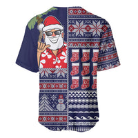 Hawaii Mele Kalikimaka Baseball Jersey Aloha and Christmas Elements Patchwork Blue Style LT03 - Polynesian Pride