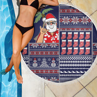 Hawaii Mele Kalikimaka Beach Blanket Aloha and Christmas Elements Patchwork Blue Style LT03 - Polynesian Pride