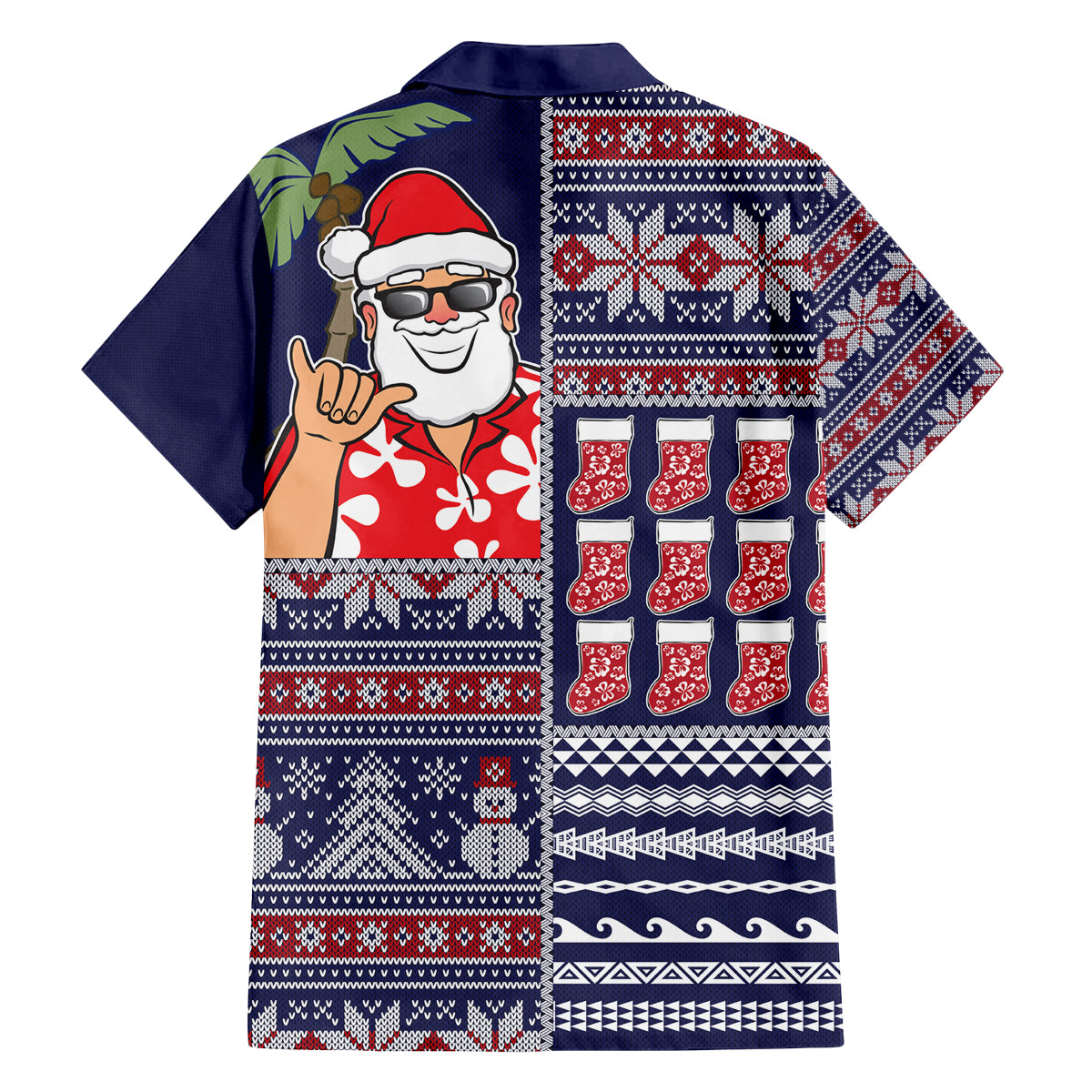 Hawaii Mele Kalikimaka Family Matching Off Shoulder Maxi Dress and Hawaiian Shirt Aloha and Christmas Elements Patchwork Blue Style LT03 - Polynesian Pride
