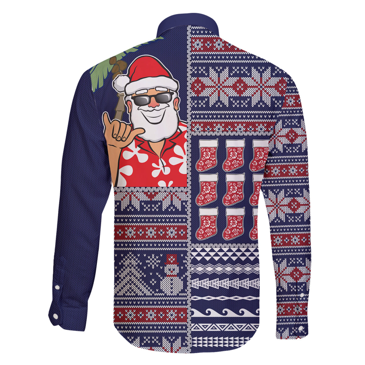 Hawaii Mele Kalikimaka Family Matching Puletasi Dress and Hawaiian Shirt Aloha and Christmas Elements Patchwork Blue Style LT03 - Polynesian Pride