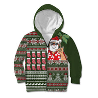 Hawaii Mele Kalikimaka Kid Hoodie Aloha and Christmas Elements Patchwork Green Style LT03 - Polynesian Pride