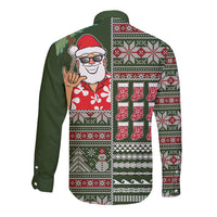 Hawaii Mele Kalikimaka Long Sleeve Button Shirt Aloha and Christmas Elements Patchwork Green Style LT03 - Polynesian Pride