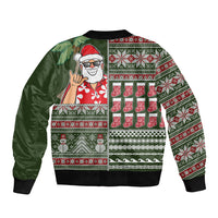 Hawaii Mele Kalikimaka Sleeve Zip Bomber Jacket Aloha and Christmas Elements Patchwork Green Style LT03 - Polynesian Pride