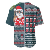 Hawaii Mele Kalikimaka Baseball Jersey Aloha and Christmas Elements Patchwork Turquoise Style LT03 - Polynesian Pride