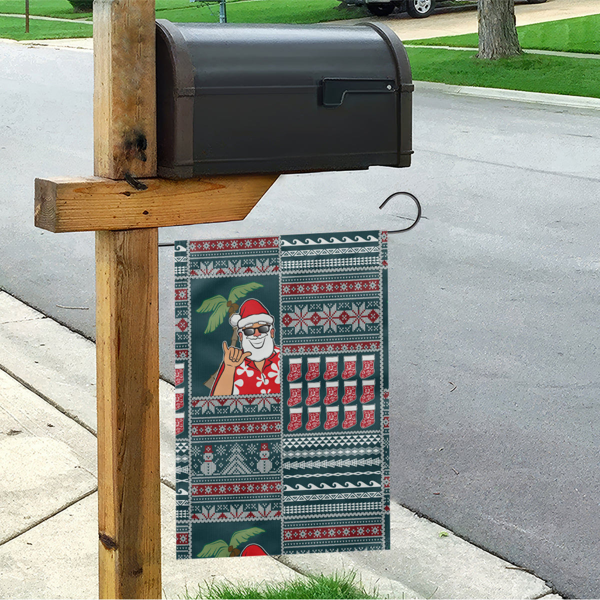 Hawaii Mele Kalikimaka Garden Flag Aloha and Christmas Elements Patchwork Turquoise Style LT03 - Polynesian Pride