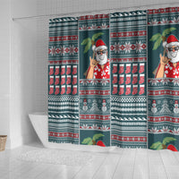 Hawaii Mele Kalikimaka Shower Curtain Aloha and Christmas Elements Patchwork Turquoise Style LT03 - Polynesian Pride