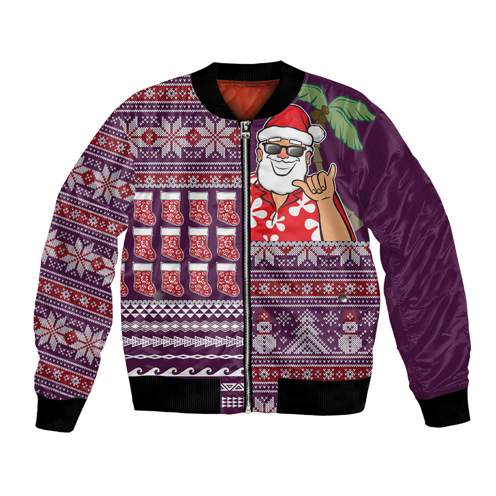 Hawaii Mele Kalikimaka Bomber Jacket Aloha and Christmas Elements Patchwork Pink Style LT03 Unisex Pink - Polynesian Pride