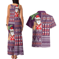 Hawaii Mele Kalikimaka Couples Matching Tank Maxi Dress and Hawaiian Shirt Aloha and Christmas Elements Patchwork Pink Style LT03 - Polynesian Pride