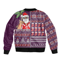 Hawaii Mele Kalikimaka Sleeve Zip Bomber Jacket Aloha and Christmas Elements Patchwork Pink Style LT03 - Polynesian Pride