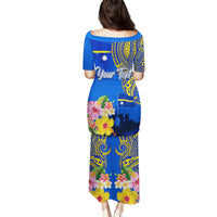 Personalised Nauru Independence Day Family Matching Puletasi and Hawaiian Shirt Nauruan Tribal Flag Style LT03 - Polynesian Pride