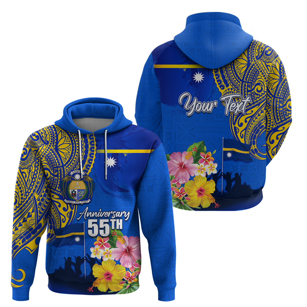 Personalised Nauru Independence Day Hoodie Nauruan Tribal Flag Style LT03 - Polynesian Pride