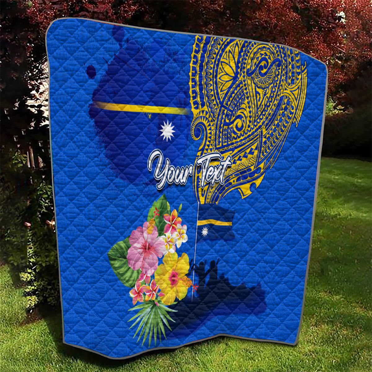 Personalised Nauru Independence Day Quilt Nauruan Tribal Flag Style LT03 - Polynesian Pride