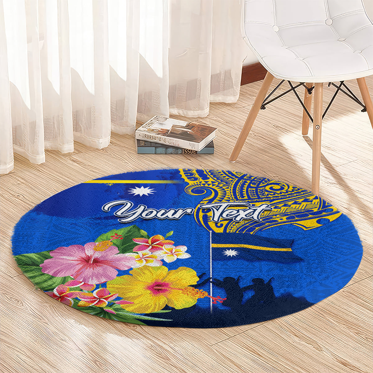 Personalised Nauru Independence Day Round Carpet Nauruan Tribal Flag Style LT03 - Polynesian Pride
