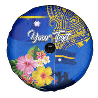Personalised Nauru Independence Day Spare Tire Cover Nauruan Tribal Flag Style LT03 - Polynesian Pride