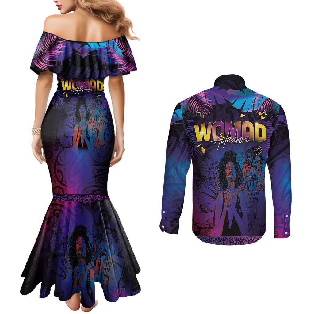 Aotearoa Arts Festival 2025 Couples Matching Mermaid Dress and Long Sleeve Button Shirt Maori Music Art Dance - Rhythmic Vibes