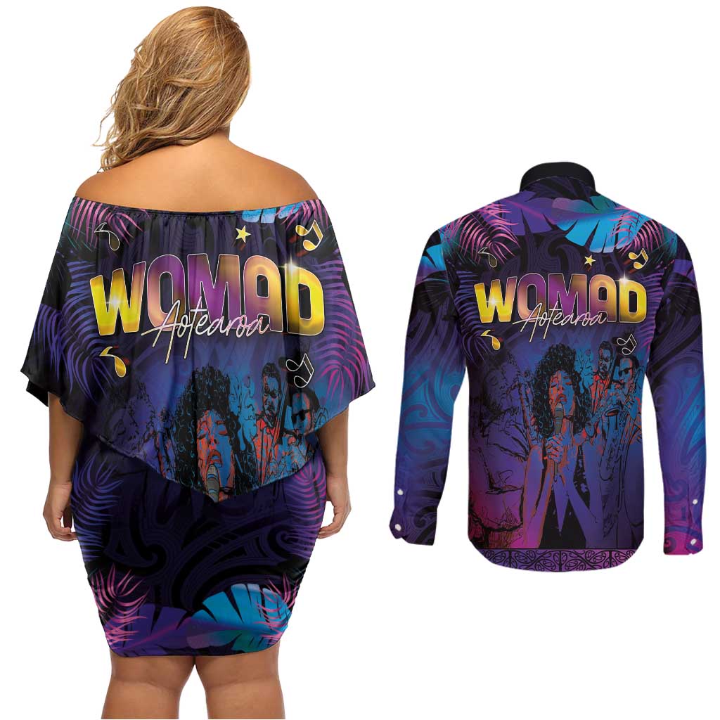 Aotearoa Arts Festival 2025 Couples Matching Off Shoulder Short Dress and Long Sleeve Button Shirt Maori Music Art Dance - Rhythmic Vibes