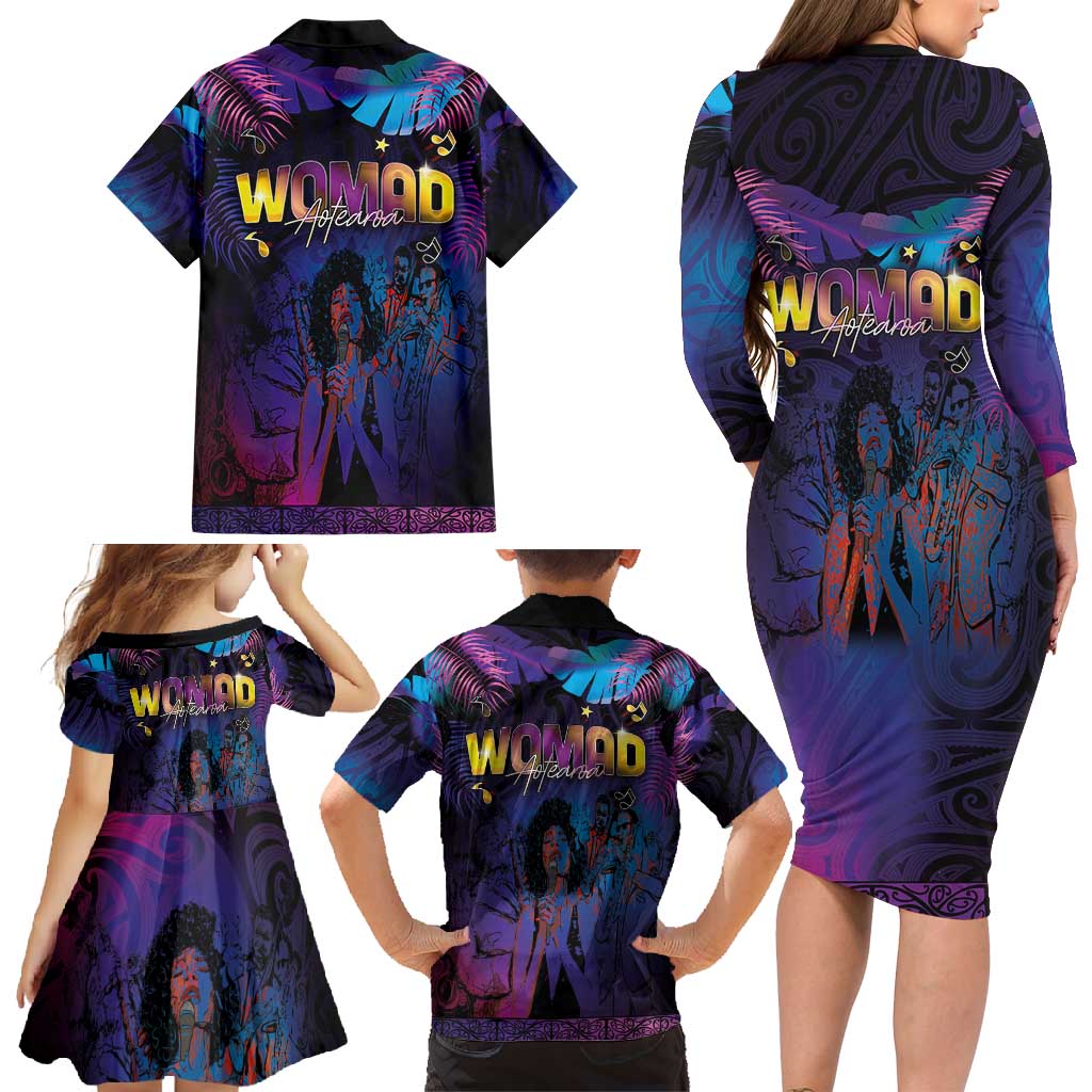 Aotearoa Arts Festival 2025 Family Matching Long Sleeve Bodycon Dress and Hawaiian Shirt Maori Music Art Dance - Rhythmic Vibes