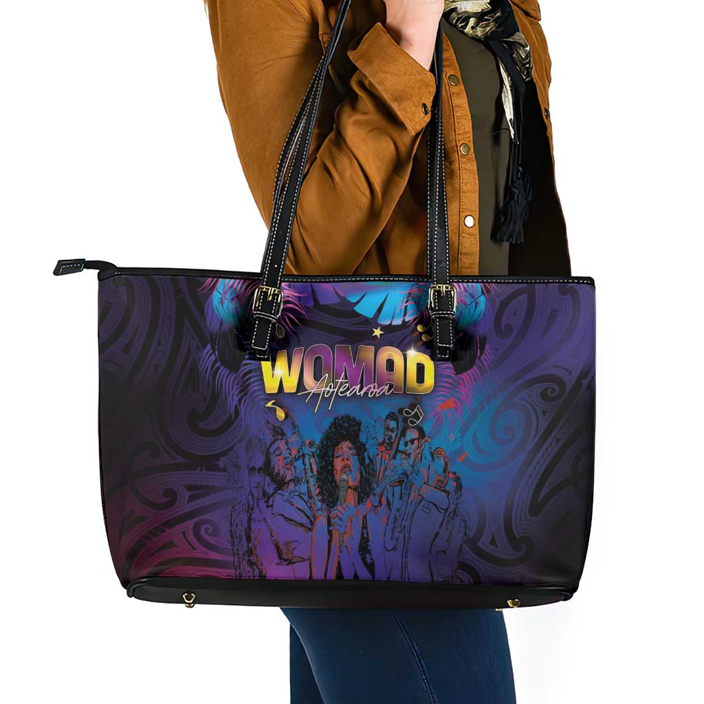 Aotearoa Arts Festival 2025 Leather Tote Bag Maori Music Art Dance - Rhythmic Vibes