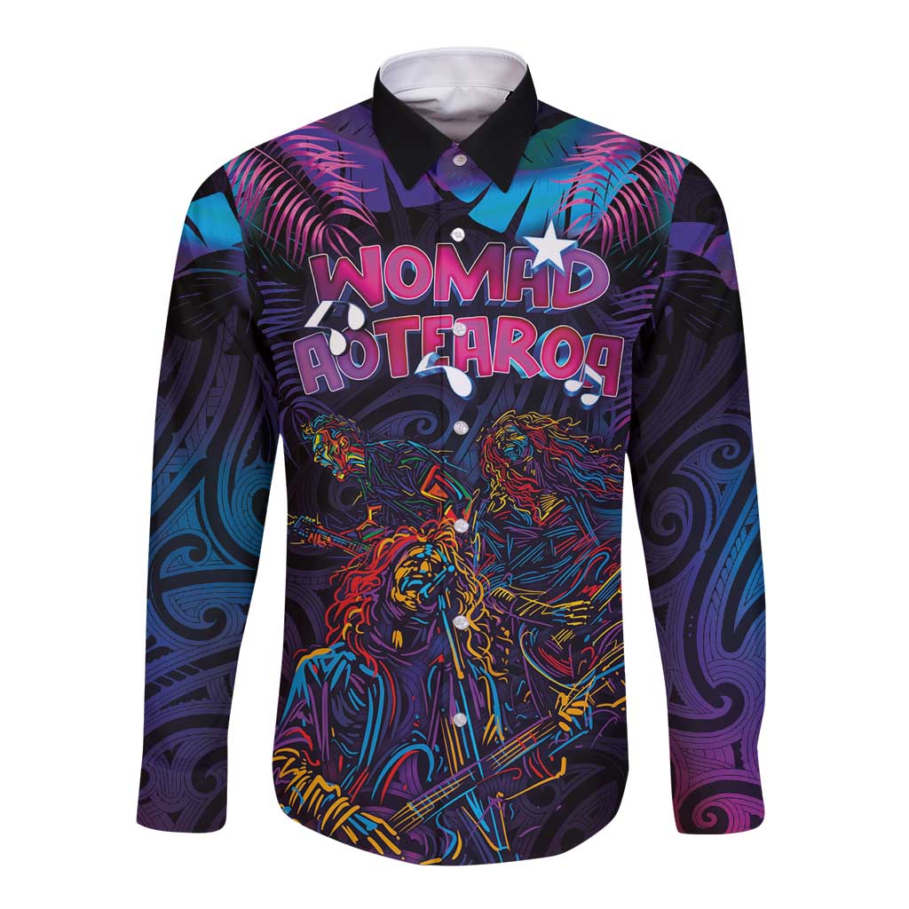 Aotearoa Arts Festival 2025 Long Sleeve Button Shirt Maori Performing Art and Music - Rhythmic Vibes