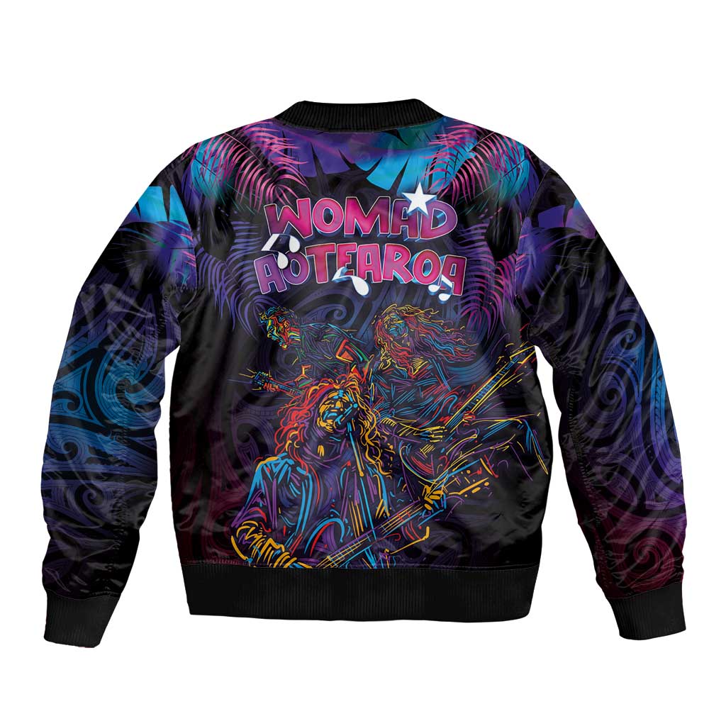 Aotearoa Arts Festival 2025 Sleeve Zip Bomber Jacket Maori Performing Art and Music - Rhythmic Vibes