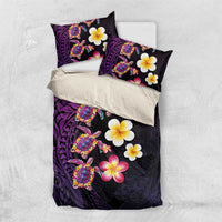 Hawaiian Turtles and Plumeria Bedding Set Polynesian Art Tribal Tattoo Deep Violet Color LT03 US Twin 172cm x 218cm Purple - Polynesian Pride