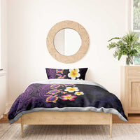 Hawaiian Turtles and Plumeria Bedding Set Polynesian Art Tribal Tattoo Deep Violet Color LT03 - Polynesian Pride