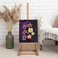 Hawaiian Turtles and Plumeria Canvas Wall Art Polynesian Art Tribal Tattoo Deep Violet Color
