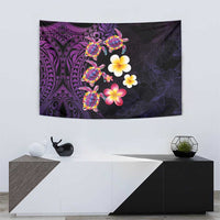 Hawaiian Turtles and Plumeria Tapestry Polynesian Art Tribal Tattoo Deep Violet Color LT03 - Polynesian Pride
