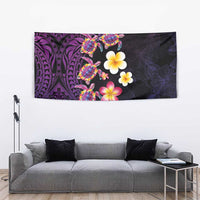 Hawaiian Turtles and Plumeria Tapestry Polynesian Art Tribal Tattoo Deep Violet Color LT03 - Polynesian Pride