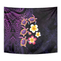 Hawaiian Turtles and Plumeria Tapestry Polynesian Art Tribal Tattoo Deep Violet Color LT03 - Polynesian Pride