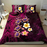 Hawaiian Turtles and Plumeria Bedding Set Polynesian Art Tribal Tattoo Cerise LT03 - Polynesian Pride