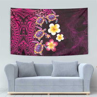 Hawaiian Turtles and Plumeria Tapestry Polynesian Art Tribal Tattoo Cerise LT03 - Polynesian Pride