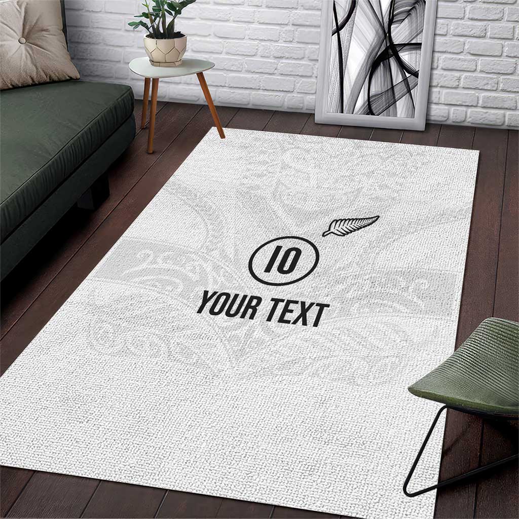 Custom New Zealand Football Area Rug The Whites-Sporty T90 Style - Polynesian Pride