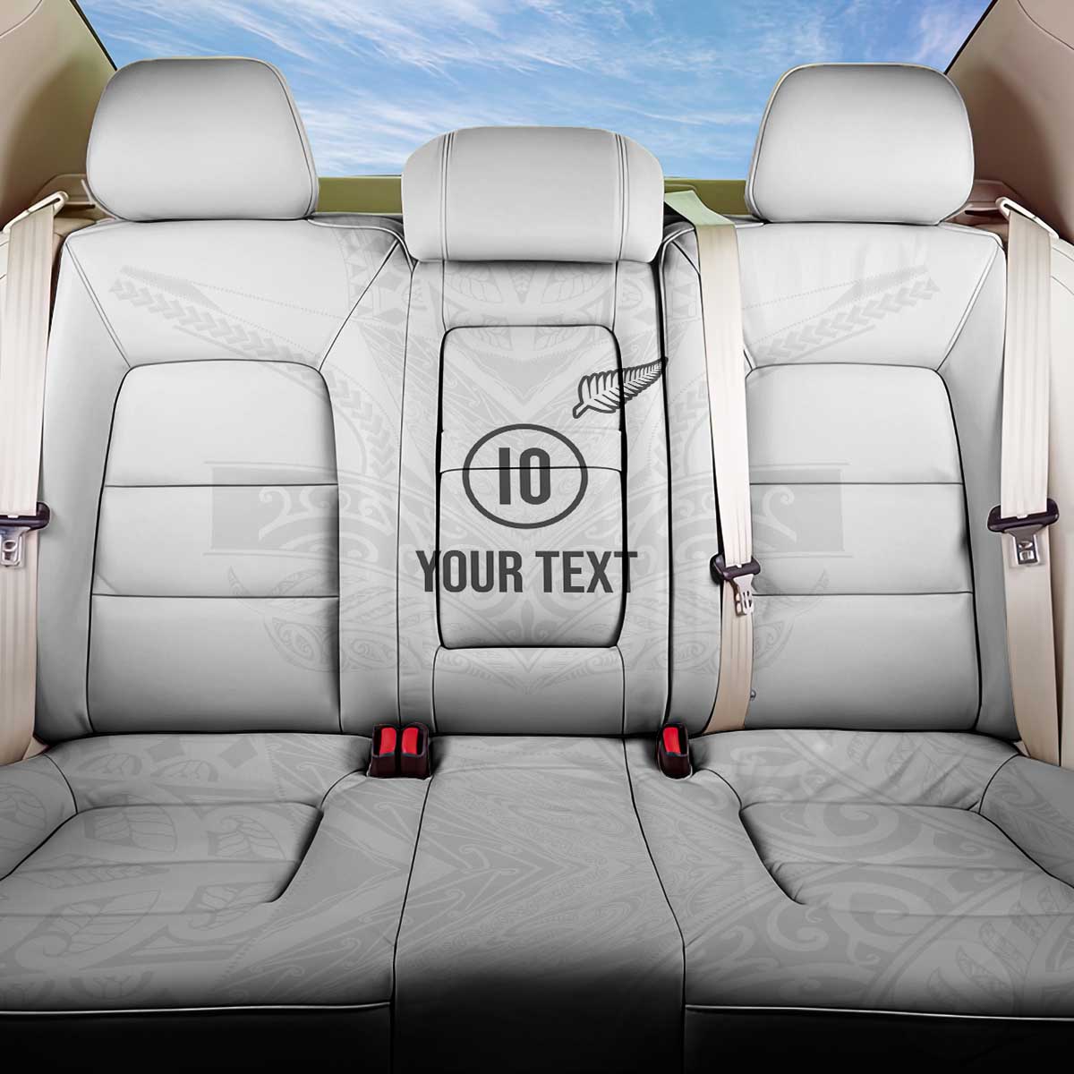 Custom New Zealand Football Back Car Seat Cover The Whites-Sporty T90 Style LT03 One Size White - Polynesian Pride